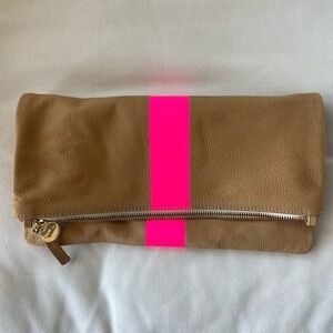 Clare V Tan and Pink Foldover Clutch